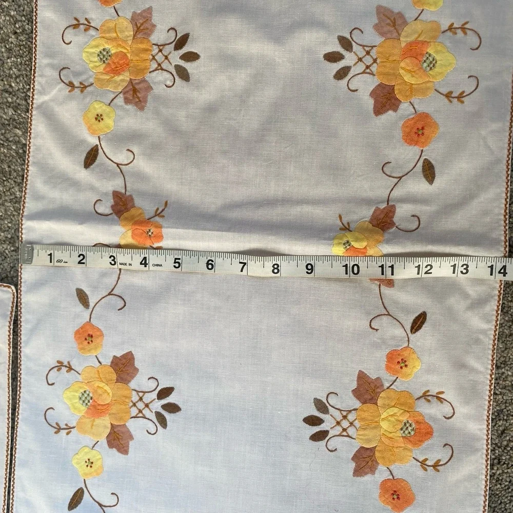 Vintage Table Runner And Napkins Set Floral Appliques Embroidery Handmade